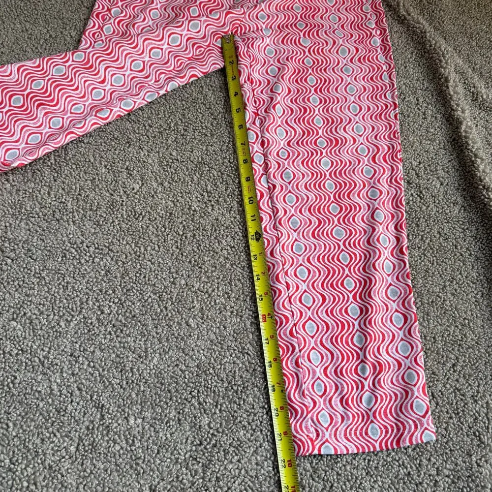 J. McLaughlin Newport Capri Wavy Red Print Pull On Pants Catalina Cloth Size XS